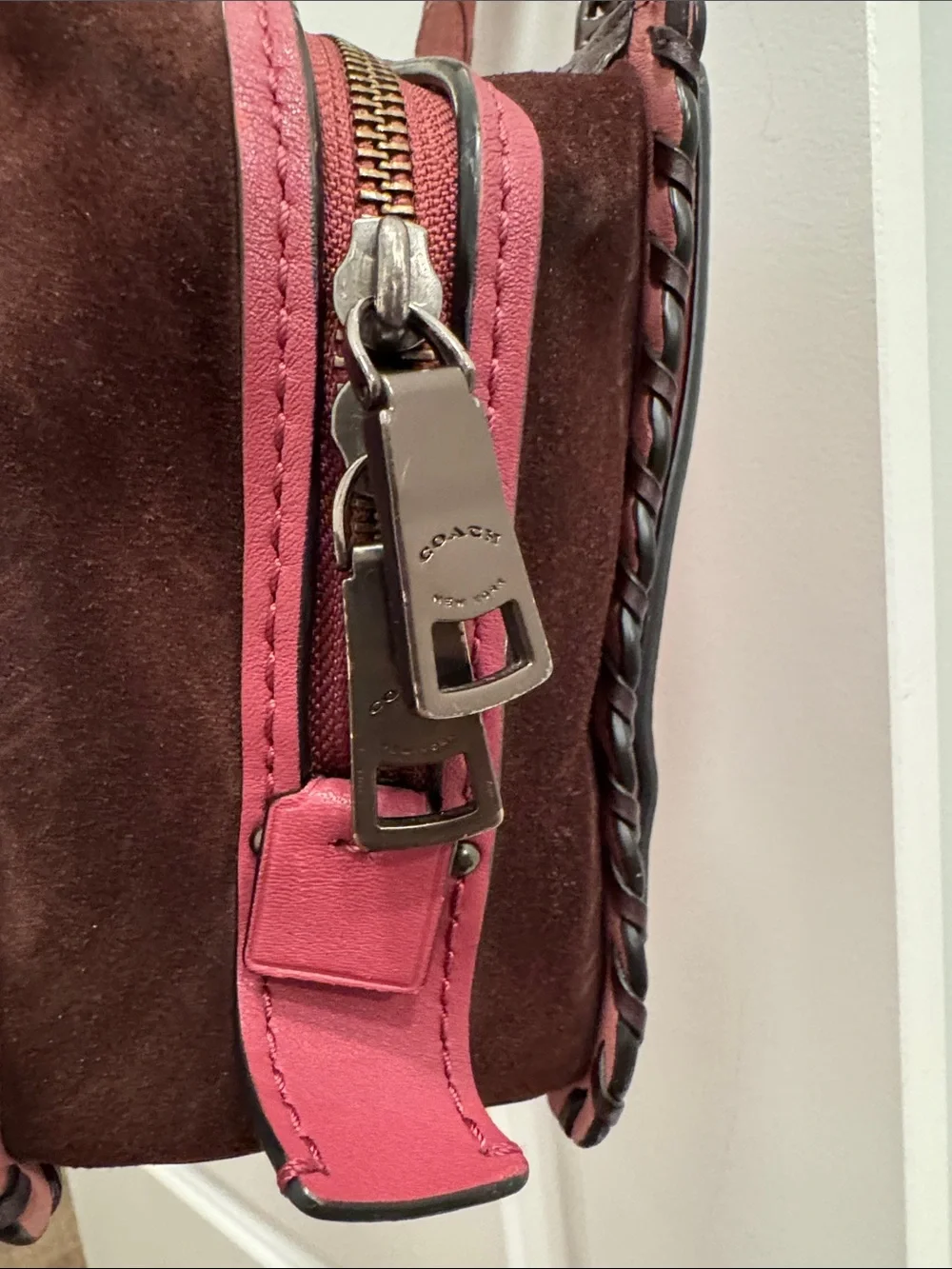 Coach dreamer in colorblock with whipstitch & c charm shoulder bag purse